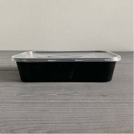 Контейнер Gloss прямоугольный с крышкой 650мл черный PP (50/250) Gloss650