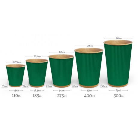 Стакан гофрированный 500 мл Зеленый (крафт основа)