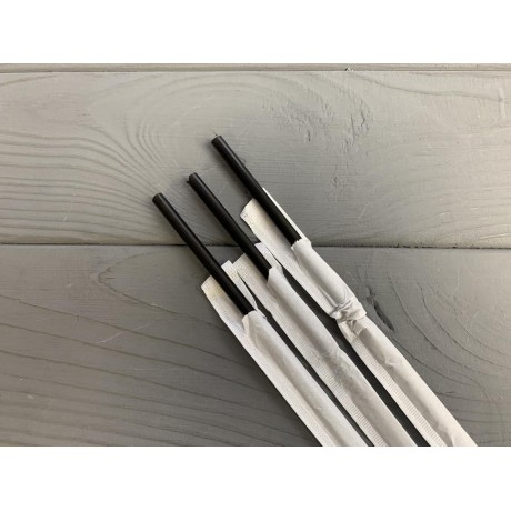 Трубочка в индивидуальной упаковке ровная, чёрная 400 шт