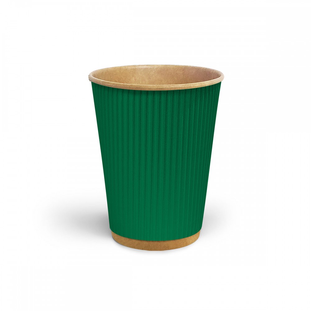 Стакан гофрированный 500 мл Зеленый (крафт основа)