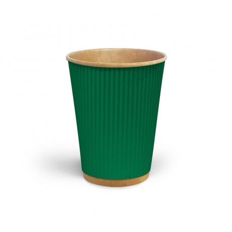 Стакан гофрированный 500 мл Зеленый (крафт основа)