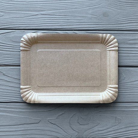 Тарілка картонна прямокутна 15,5см х 21,5см Крафт (50/1350) T1521K