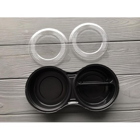 Соусник 3-х секционный черный