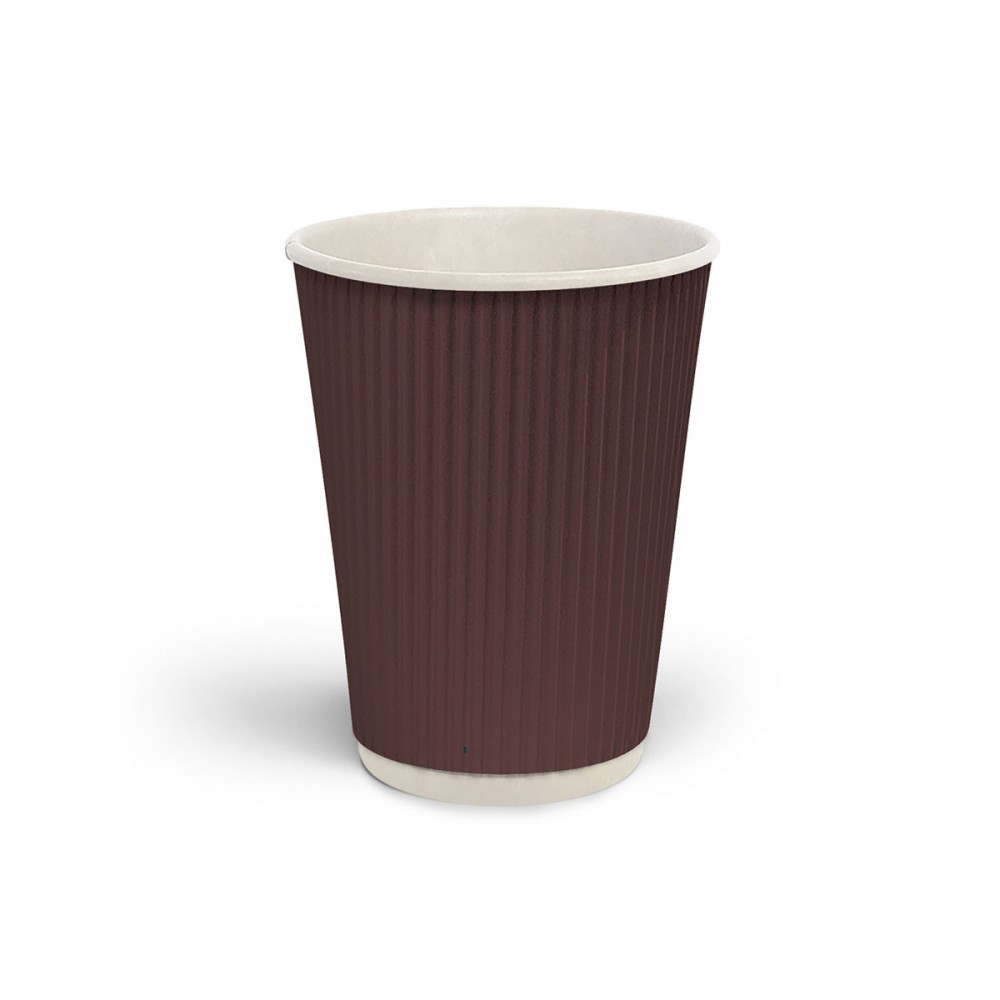 Стакан гофрированный 500 мл Коричневый (белая основа)