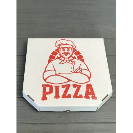 Коробка для пиццы c рисунком Cook 320Х320Х30 мм (Красная печать)