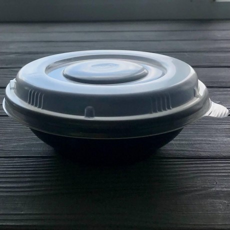 Салатник (супник) чорний з кришкою 350мл RB-350 (400шт/священ)