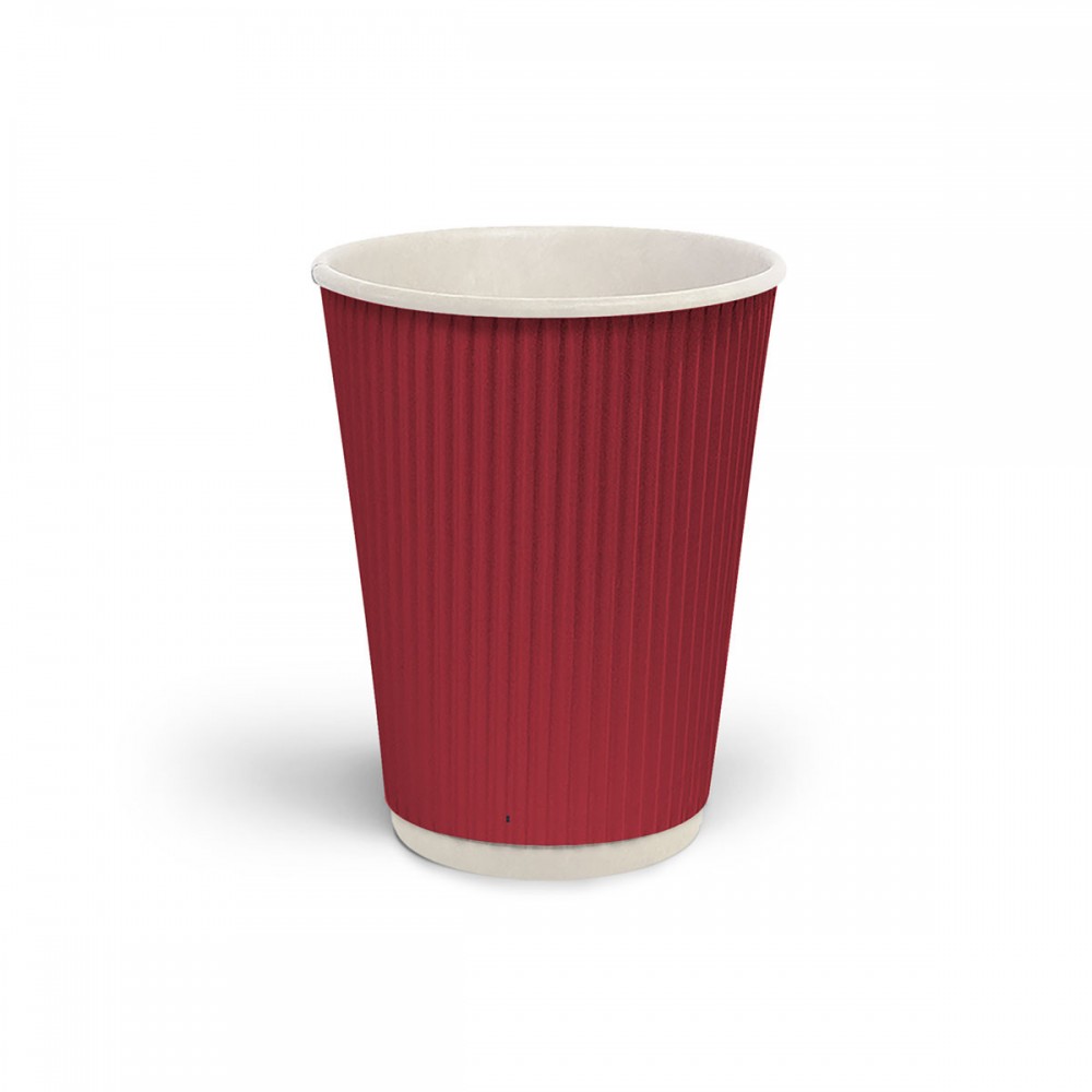 Стакан гофрированный 500 мл Красный (белая основа)