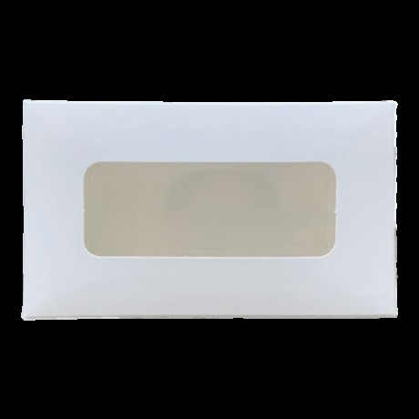 Коробка для макарун біла з віконцем 120*53*50 KPK61