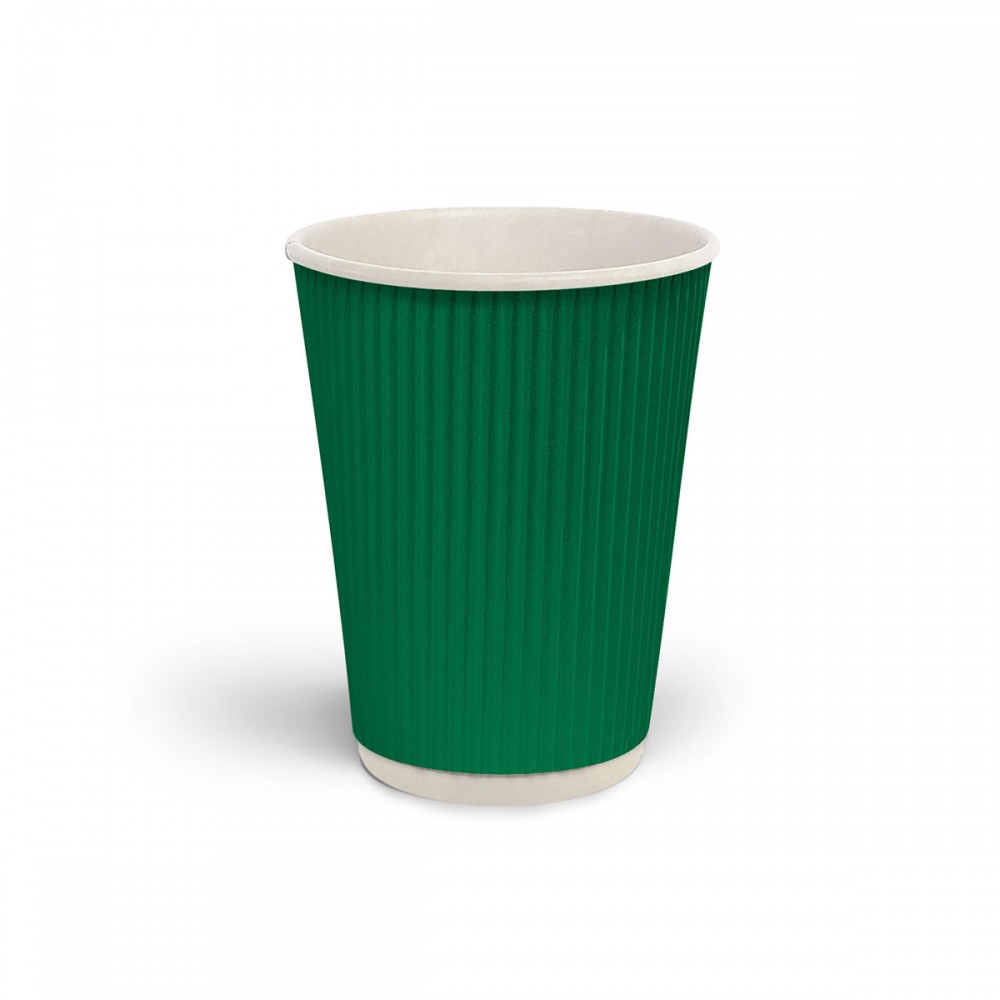Стакан гофрированный 500 мл Зеленый (белая основа)