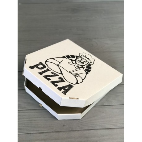 Коробка для пиццы с рисунком Cook 350Х350Х35  мм (Чёрная печать)