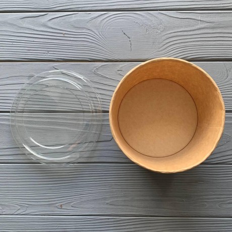 Салатник (супник) с крышкой 1000 мл крафт/крафт ⌀145 h=74мм (50шт/уп|400шт/ящ) СКК1000