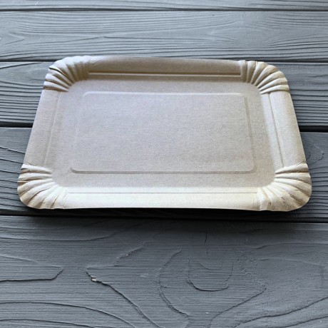 Тарілка картонна прямокутна 15,5см х 21,5см Крафт (50/1350) T1521K