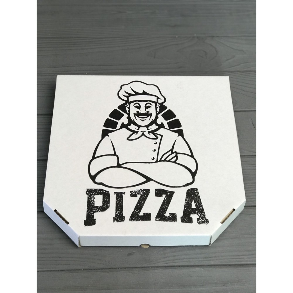 Коробка для пиццы c рисунком Cook 320Х320Х30 мм (Чёрная печать)