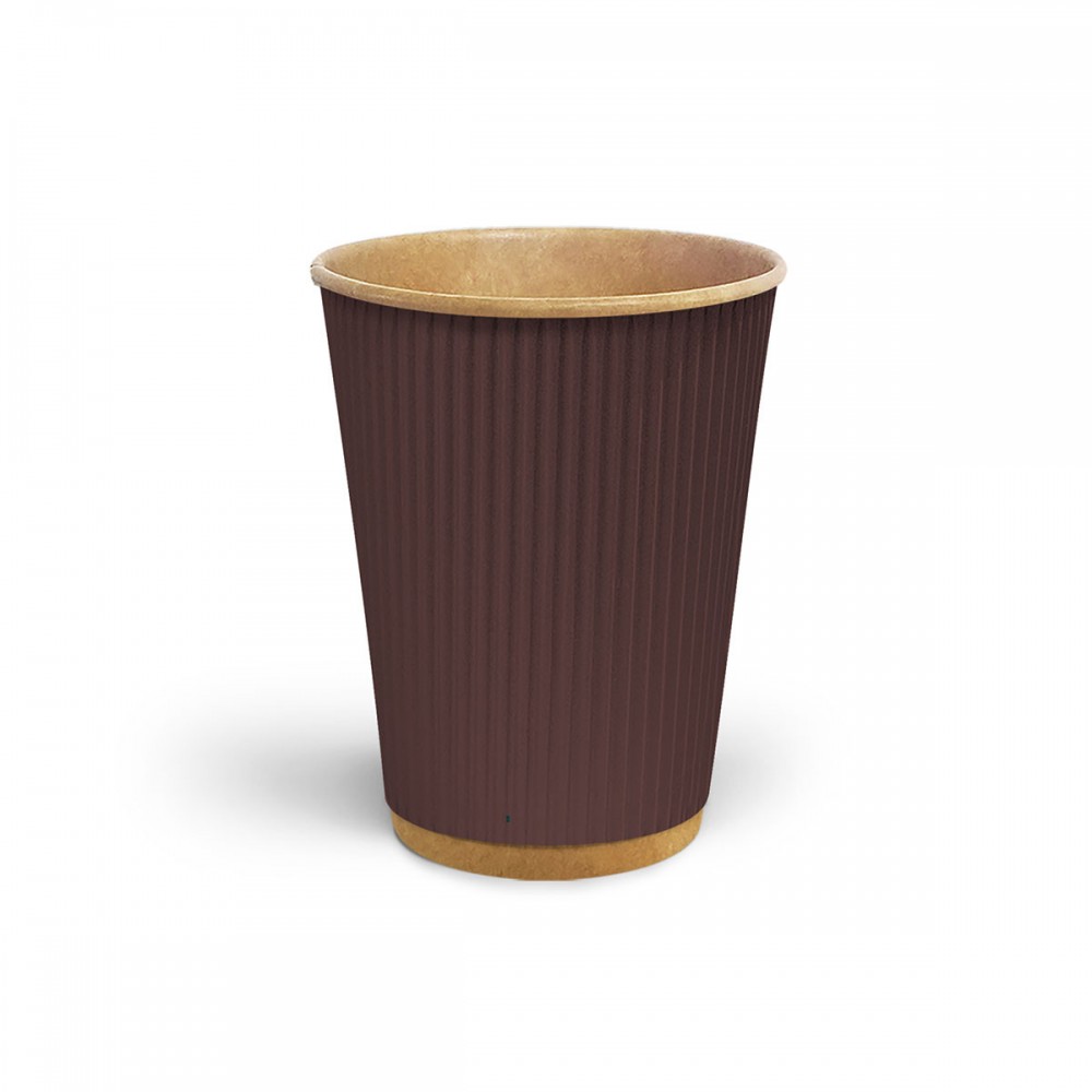 Стакан гофрированный 500 мл Коричневый (крафт основа)