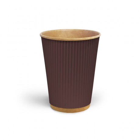 Стакан гофрированный 500 мл Коричневый (крафт основа)