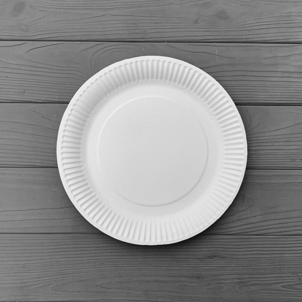 Тарілка картонна кругла D18см біла (50шт/уп)