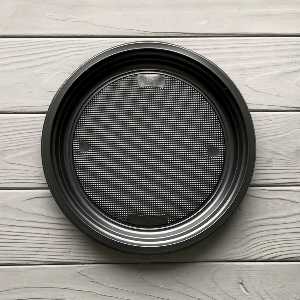 Тарелка 220мм 1-секц PS черная (50/100шт|уп/24уп|ящ)