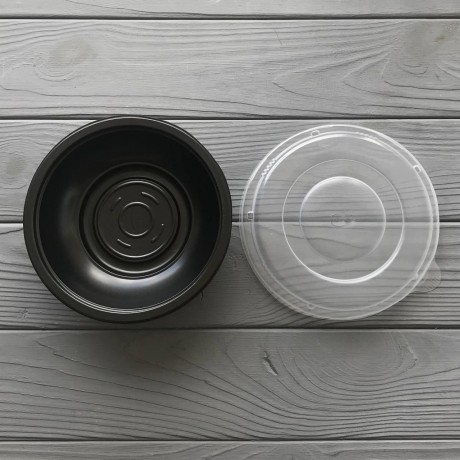 Салатник (супник) чорний з кришкою 350мл RB-350 (400шт/священ)