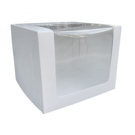 Коробка для торта 250*250*200 с окошком белая