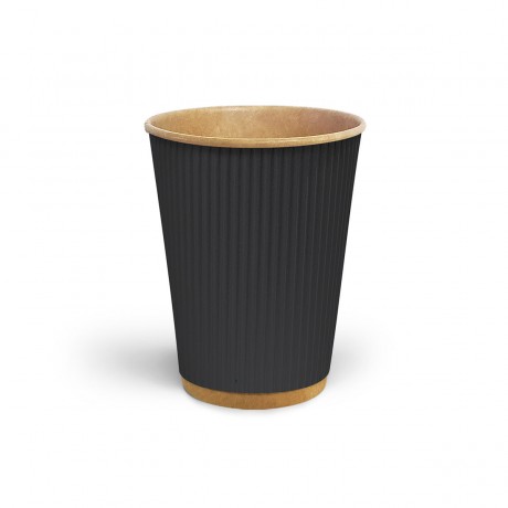 Стакан гофрированный 500 мл Черный (крафт основа)