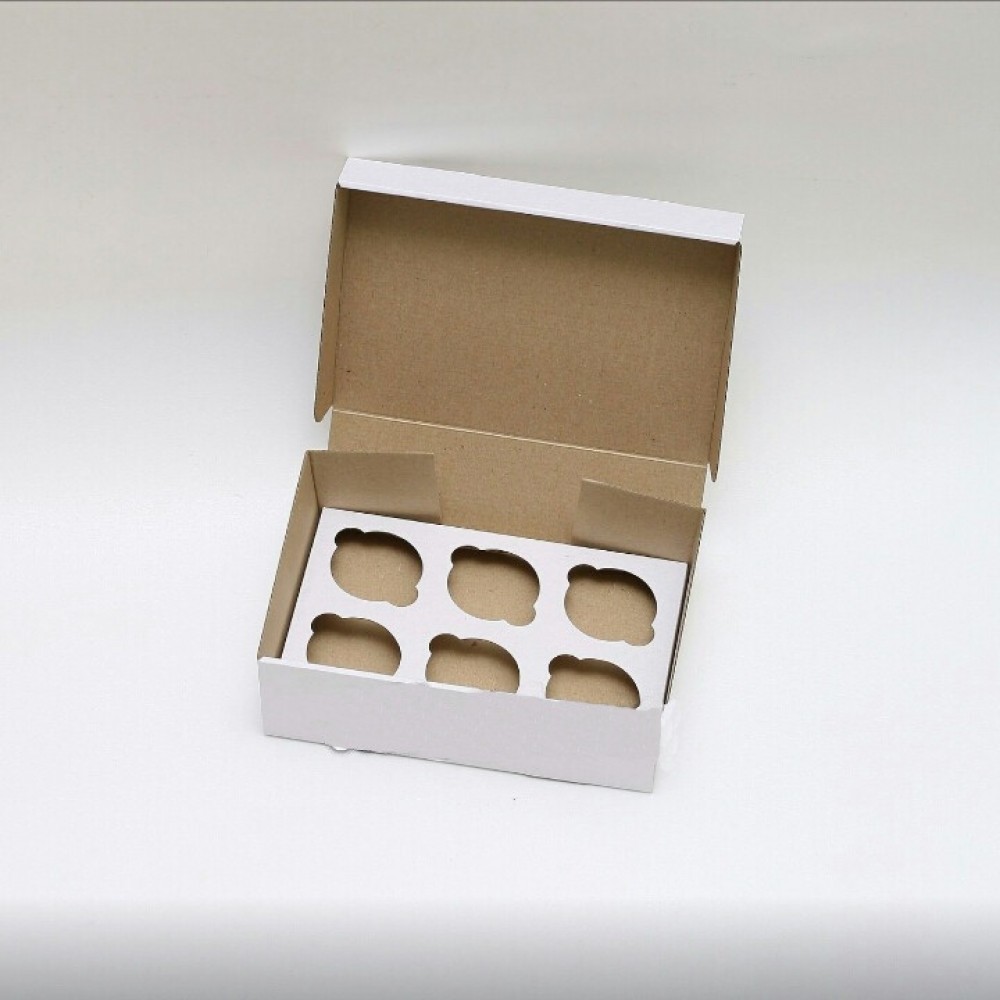 Коробка для капкейков, кексов и маффинов 6 шт 250х170х80 мм.