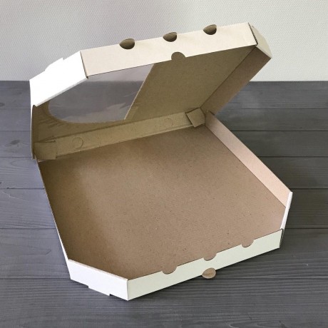 Коробка для піци з вікном біла 300х300х30 (100 шт)