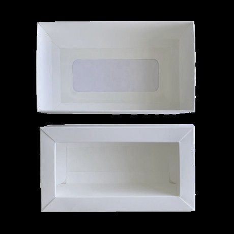 Коробка для макарун біла з віконцем 120*53*50 KPK61