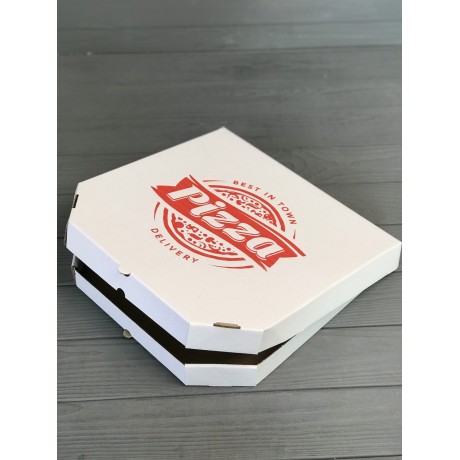 Коробка для пиццы с рисунком Town 350Х350Х35  мм. (красная печать)
