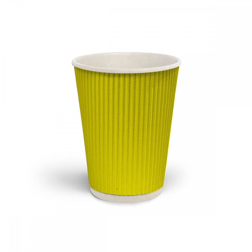 Стакан гофрированный 500 мл Желтый (белая основа)