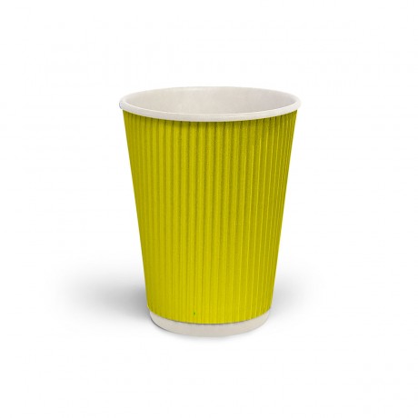 Стакан гофрированный 500 мл Желтый (белая основа)