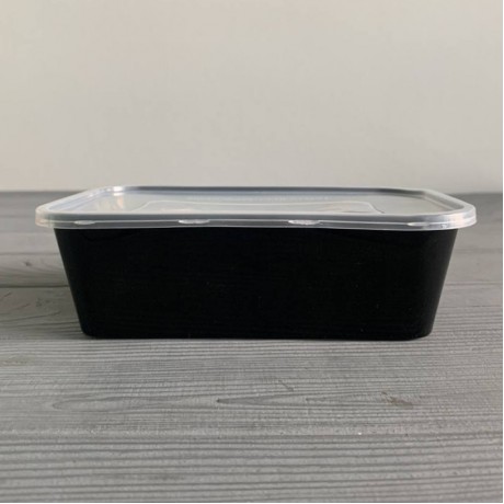 Контейнер Gloss прямоугольный с крышкой 500мл черный PP (50/250) Gloss500