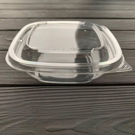 Салатник с крышкой 250мл (чёрный низ, прозрачный верх) УК-250Т