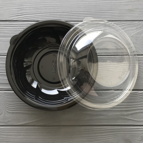 Салатник с крышкой черный 750мл (330шт) УК-107А