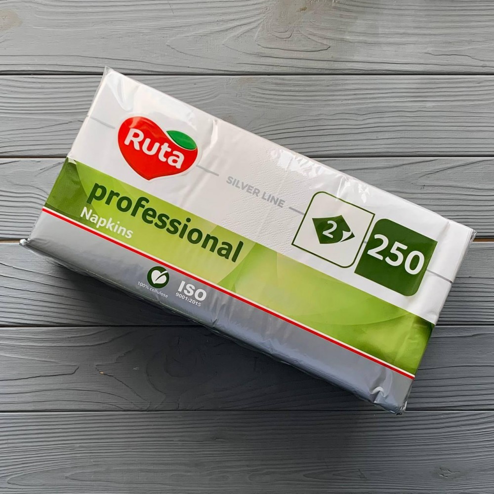 Салфетки Ruta Professional 33х33см 2слой белые 1/4 (250шт/уп|4уп/ящ)