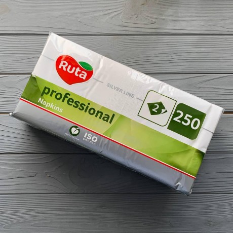 Салфетки Ruta Professional 33х33см 2слой белые 1/4 (250шт/уп|4уп/ящ)