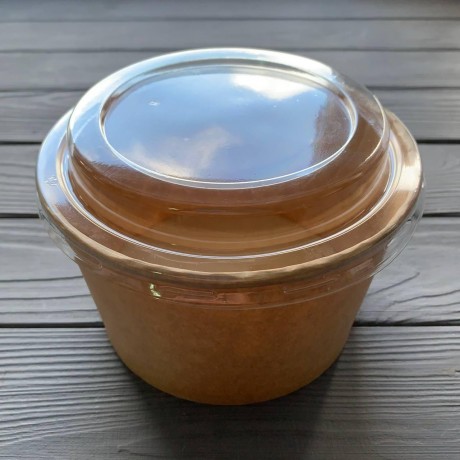 Салатник (супник) с крышкой 1000 мл крафт/крафт ⌀145 h=74мм (50шт/уп|400шт/ящ) СКК1000