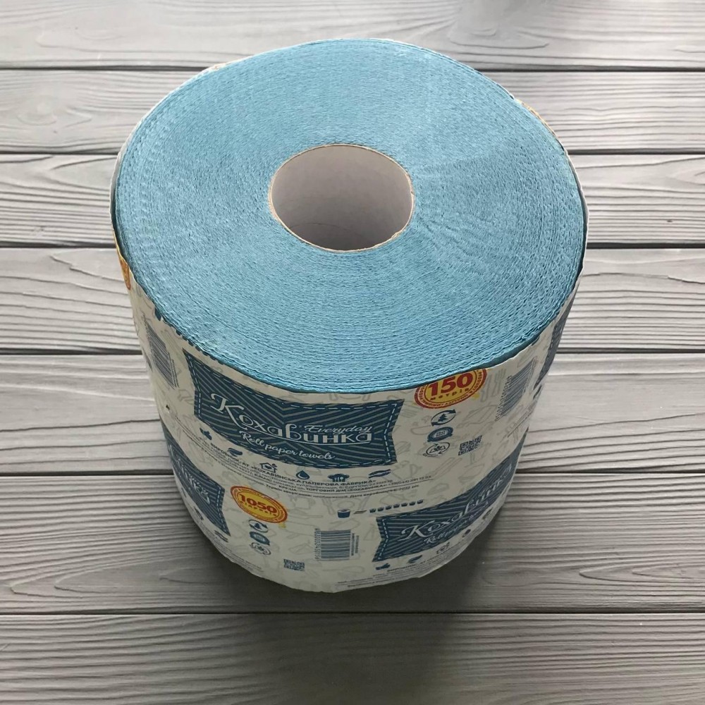 Полотенце бумажное рулон Кохавинка синий 150 метров/525 отрывов