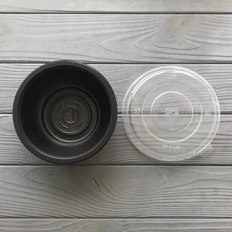 Супник (салатник) чорний з кришкою 500мл RB-500 (400шт/ящ)