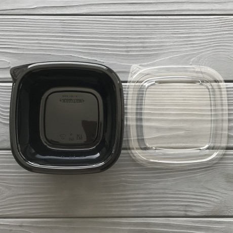 Салатник с крышкой 375мл (прозрачный низ, прозрачный верх) УК-375Т